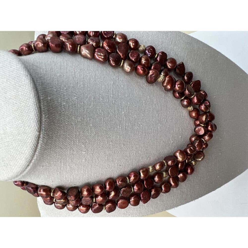 Multi-Strand Red Painted Stone Necklace - Picture 1 of 9